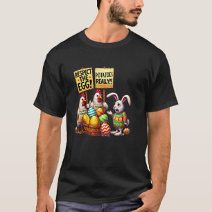 T-shirt Respectez l'oeuf drôle de lapin de Pâques poulets
