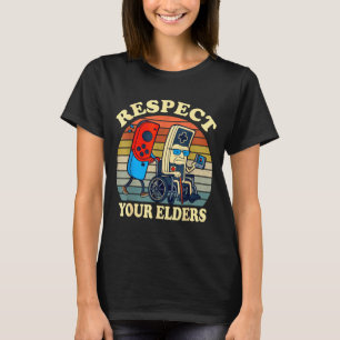 T-shirt Respectez Vos Aînés Rétro Gaming Drôle Gamer Contr