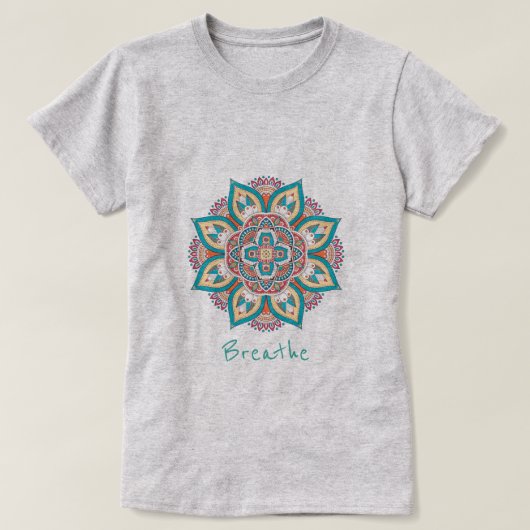 T-shirt Respire le slogan avec le design de mandala (Design devant)
