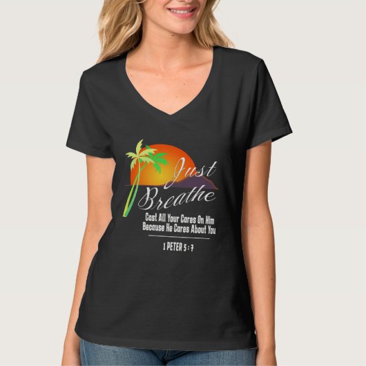 T-shirt Respirez simplement Dieu chrétien Foi Croix 1 Jacq (Devant)
