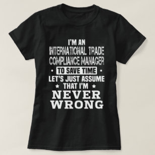 T-shirt Responsable de la conformité au commerce internati