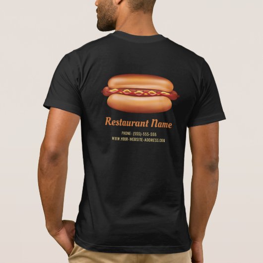 T-shirt Restaurant de restauration rapide Hot Dog Logo per (Dos)