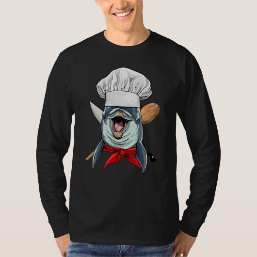 T-shirt Restaurant Dolphin Chef Kitchen Cook Culinary Cook (Devant)