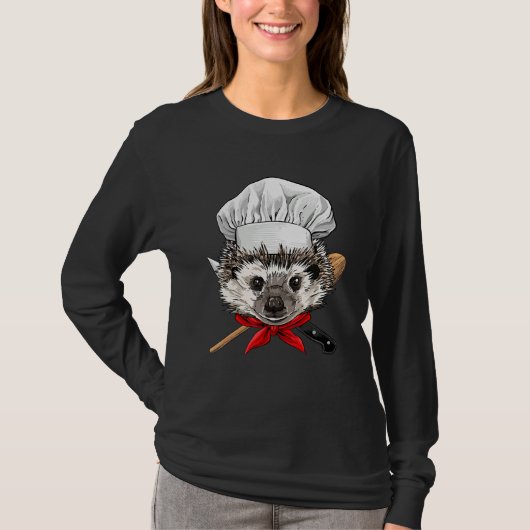 T-shirt Restaurant Hedgehog Chef Kitchen Cook Culinary Coo (Devant)
