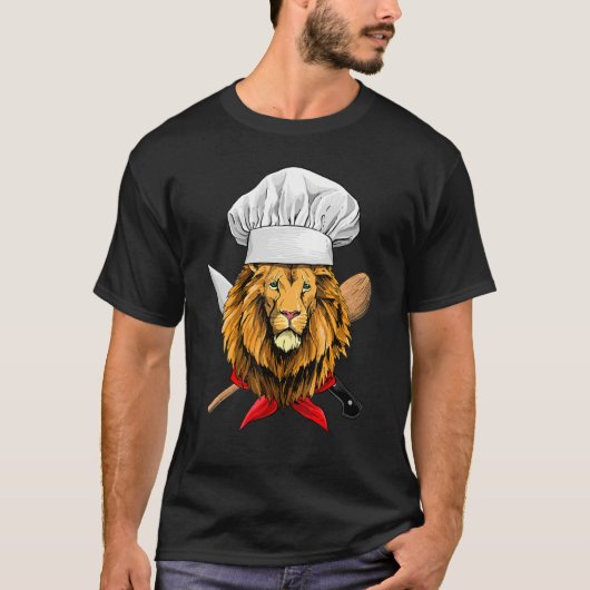 T-shirt Restaurant Lion Chef Culinary Kitchen Cooking Wil (Devant)