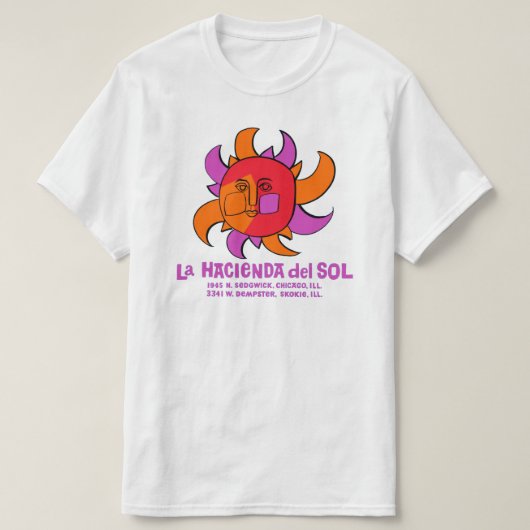 T-shirt Restaurant mexicain La Hacienda del Sol, Chicago e (Design devant)
