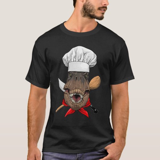 T-shirt Restaurant Rex Chef Cook Kitchen Cooking  Dinosaur (Devant)