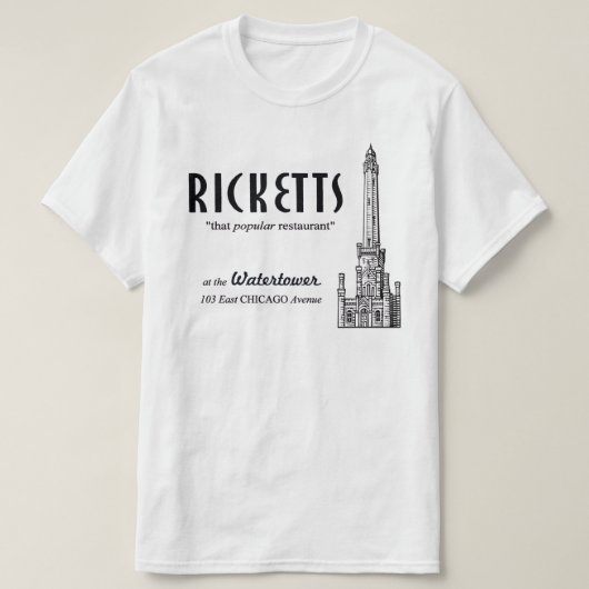T-shirt Restaurant Ricketts, Chicago, Illinois (Design devant)
