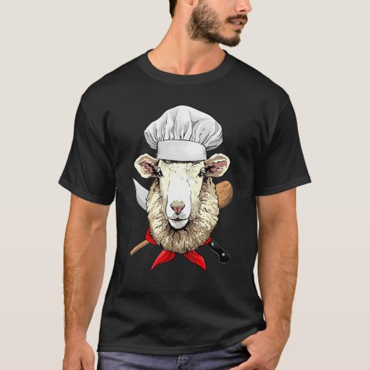 T-shirt Restaurant Sheep Lamb Chef Cook Kitchen Cooking  F (Devant)