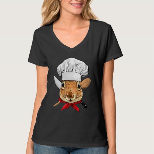 T-shirt Restaurant Squirrel Chef Cook Kitchen Cooking Rod (Devant)