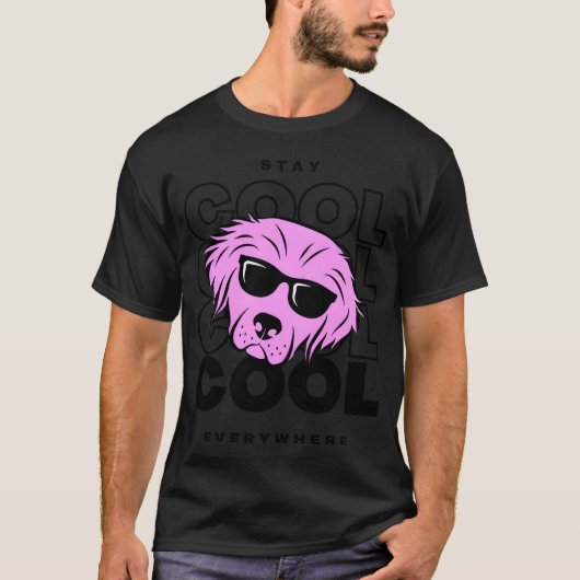 T-shirt reste cool fille au chien (Devant)