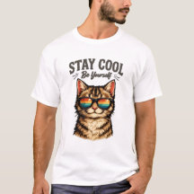 Reste Cool Sois Toi Même Chat avec Lunettes de Sol