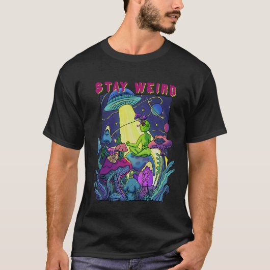 T-shirt Rester bizarre UFO psychédélique (Devant)