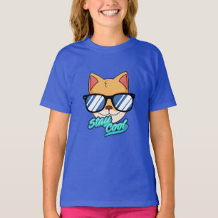 T-shirt Rester Cool   Chat Cool avec lunettes de soleil Ca