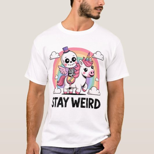 T-shirt rester squelette bizarre licorne (Devant)