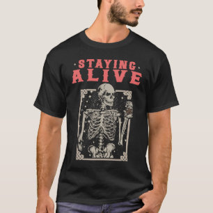 T-shirt Rester Vivant Squelette Boire Café