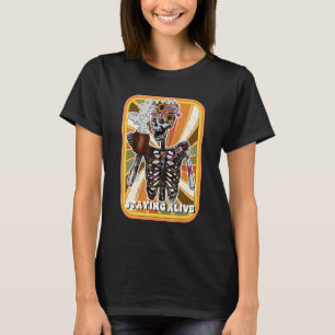 T-shirt Rester Vivant Squelette Boire Café Drôle Squelette