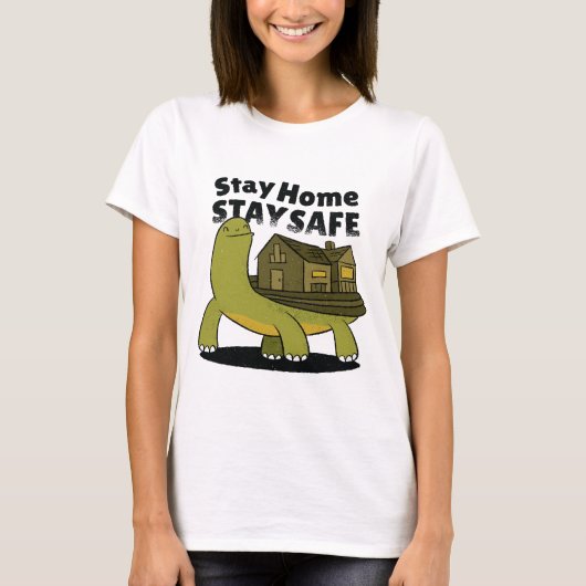 T-shirt Restez À La Maison, Restez En Sécurité, Tortue Ave (Devant)