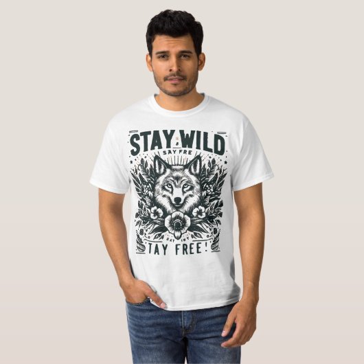T-shirt #Restez à l'écart, restez libre Typographie T-shir (Devant entier)