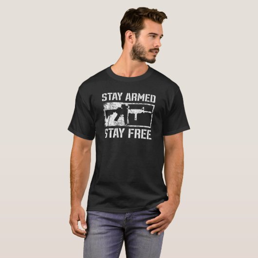 T-shirt Restez armés Restez libre AR15 Pro Guns 2ème amend (Devant entier)