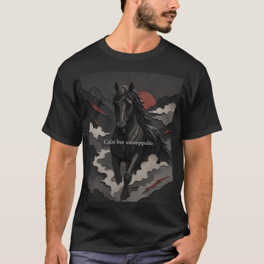 T-shirt « Restez calme. Continuez à conquérir. » (Devant)