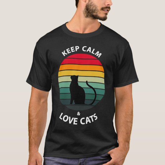 T-shirt Restez calme et aimez les chats (Devant)
