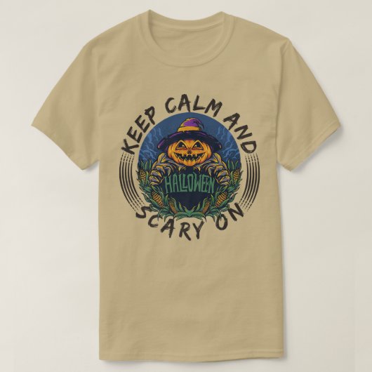 T-shirt Restez calme et effrayant sur JackOLantern Hallowe (Design devant)