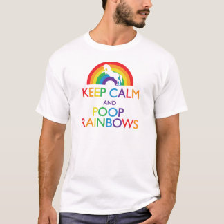 T-shirt Restez calme et Poop Rainbows Unicorn