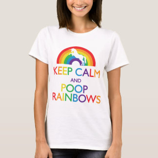 T-shirt Restez calme et Poop Rainbows Unicorn