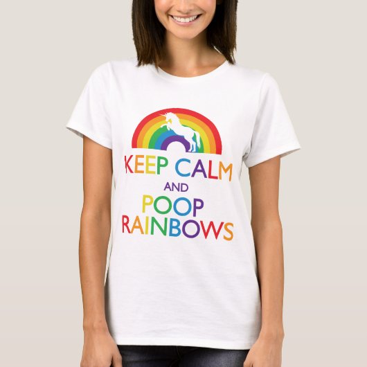 T-shirt Restez calme et Poop Rainbows Unicorn (Devant)