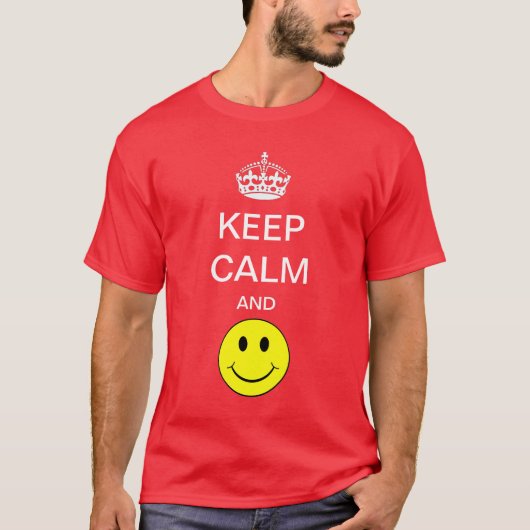 T-shirt Restez calme et sourire Chemise jaune (Devant)