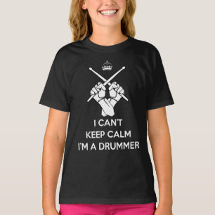 T-shirt Restez calme Je suis batteur, je ne peux pas garde