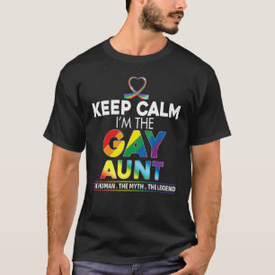 T-shirt Restez calme Je suis la Tante Gay Rainbow Ribbon L