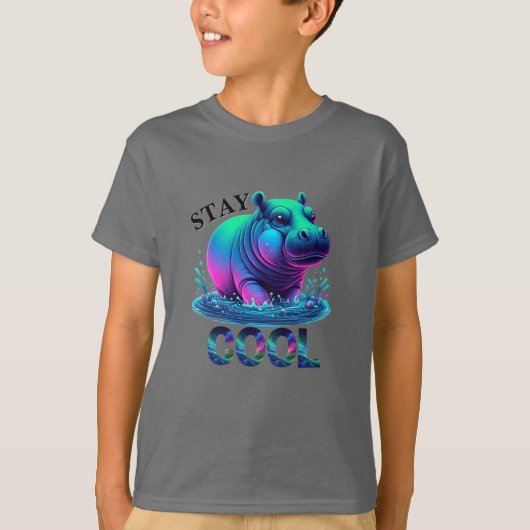 T-shirt Restez Cool Neon Hippo Chilling (Devant)