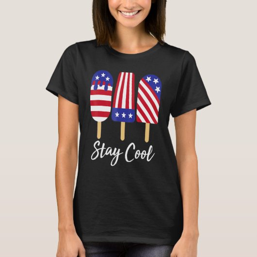 T-shirt Restez Cool Rocket Pop Rouge Blanc & Bleu Popsicle (Devant)