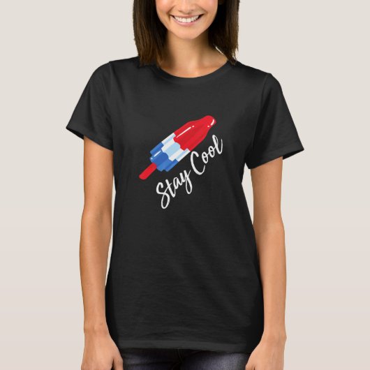 T-shirt Restez Cool Rocket Pop Rouge Blanc & Bleu Popsicle (Devant)