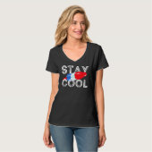 T-shirt Restez Cool Rocket Pop Rouge Blanc & Bleu Popsicle (Devant entier)