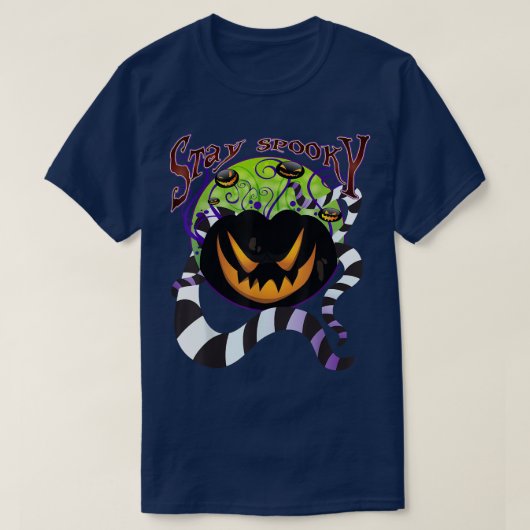 T-shirt Restez Éffrayant Black Halloween Citrouille Monste (Design devant)