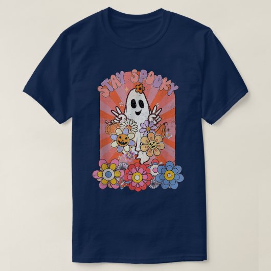 T-shirt Restez Éffrayant, Halloween Hippie, Bonjour Hallow (Design devant)