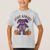 T-shirt Restez Éffrayant Skeleton Dog Halloween (Devant)