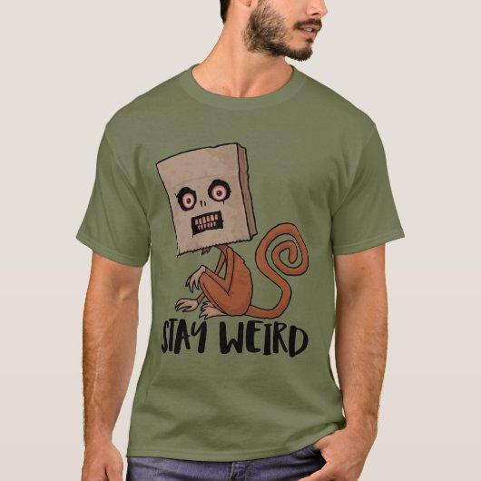 T-shirt Restez Étrange Singe De Sacoche (Devant)