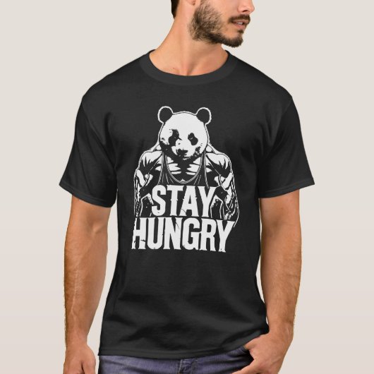 T-shirt Restez Faim, Gym Panda, Bodybuilding Motivation (Devant)