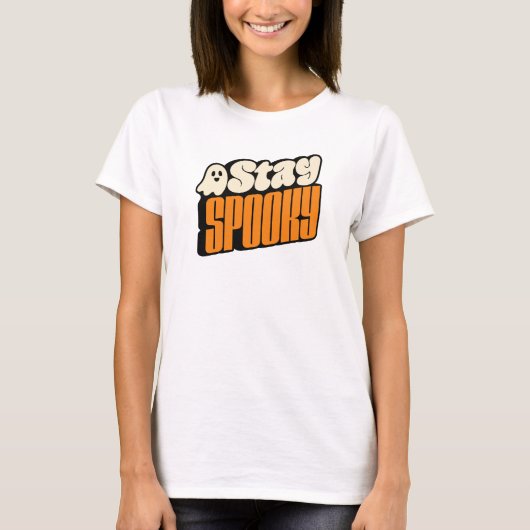 T-shirt Restez Fantômes Rétro Halloween (Devant)