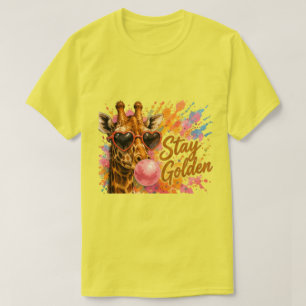T-shirt Restez Girafe Doré   Animal de Safari Mignon 