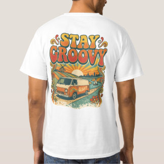 T-shirt Restez Groovy Rétro Van Coucher de soleil