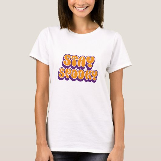 T-shirt Restez Halloween Design Effrayant (Devant)
