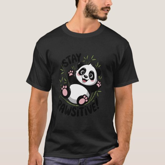 T-shirt Restez Pawsitive Panda Motivation (Devant)
