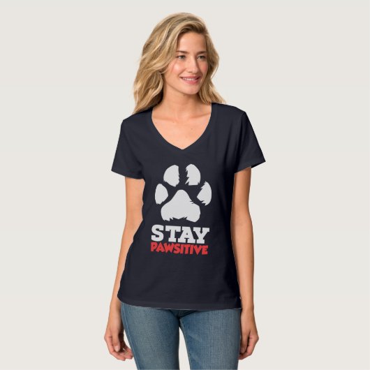 T-shirt Restez Pawsitive Pet Animaux (Devant entier)