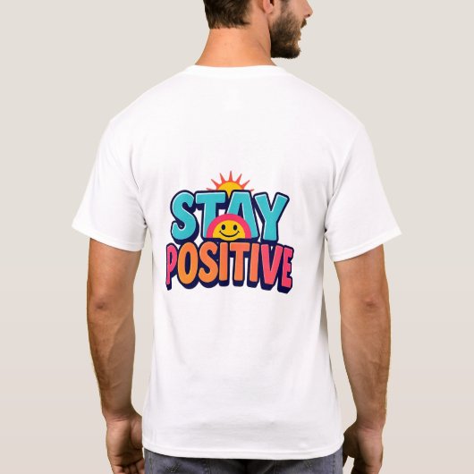 T-shirt Restez positif Arc-en-ciel Smiley Face Tee (Dos)