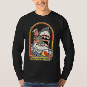 T-shirt Restez positif Attaque de requin Vintage Retro Com